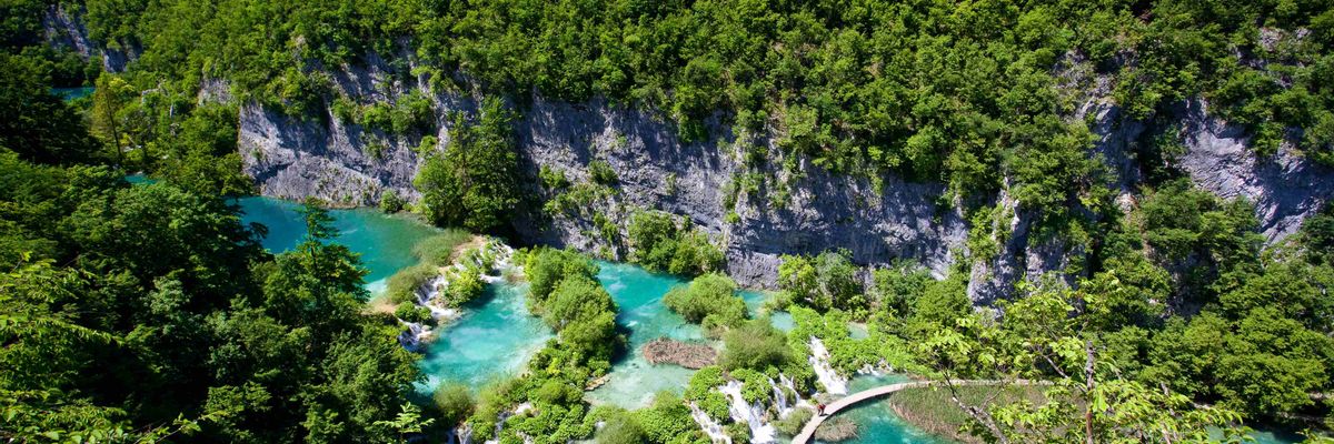 A beautiful view from within central Plitvice Lakes