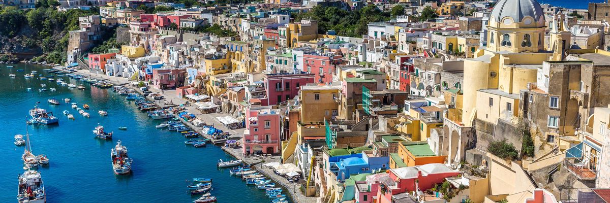 A beautiful view from within central Procida