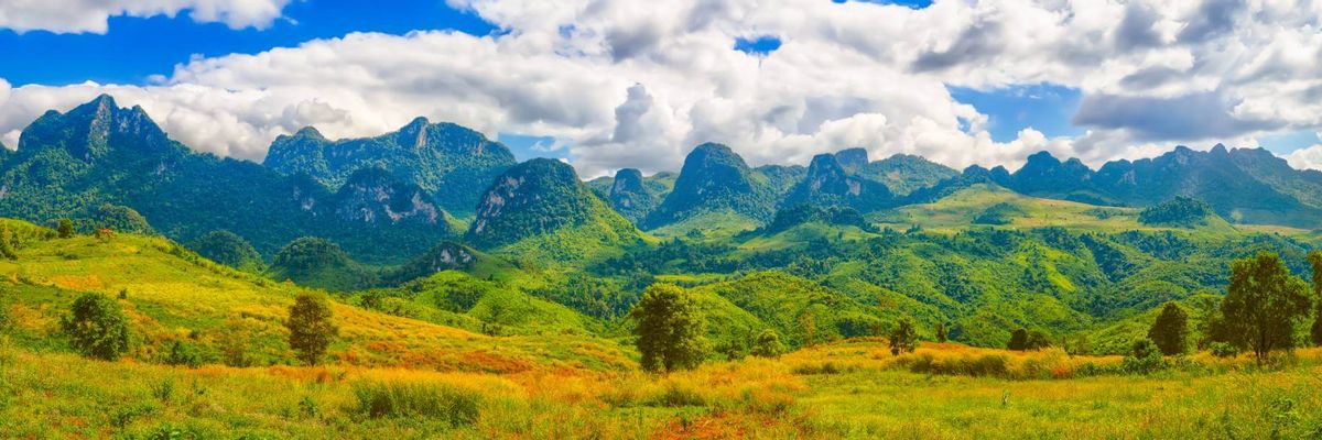 A beautiful view from within central Vang Vieng
