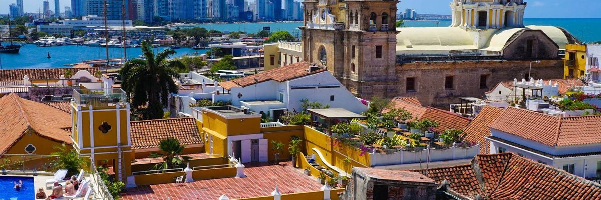 A beautiful view from within central Cartagena