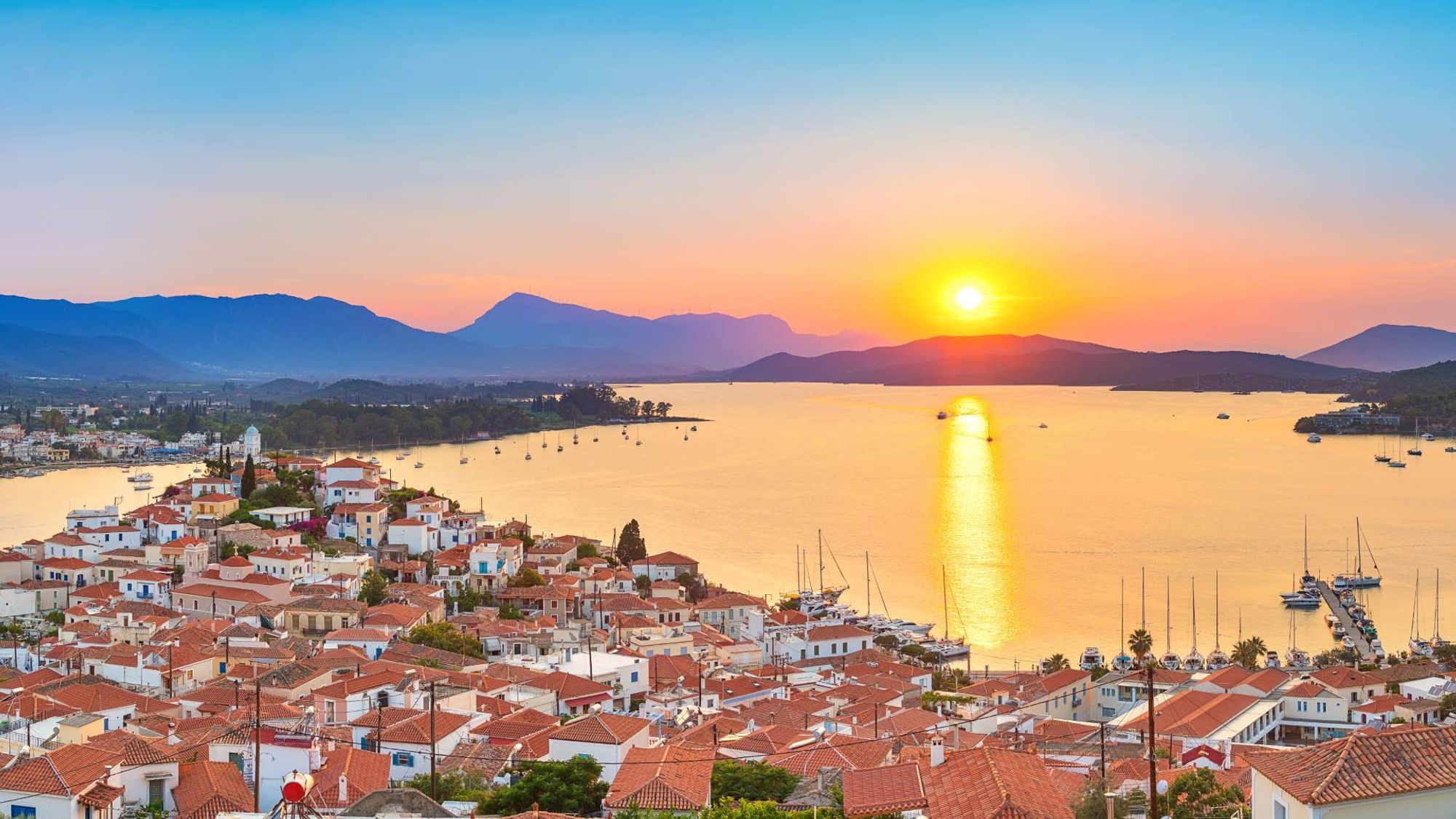 A captivating backdrop of central Poros