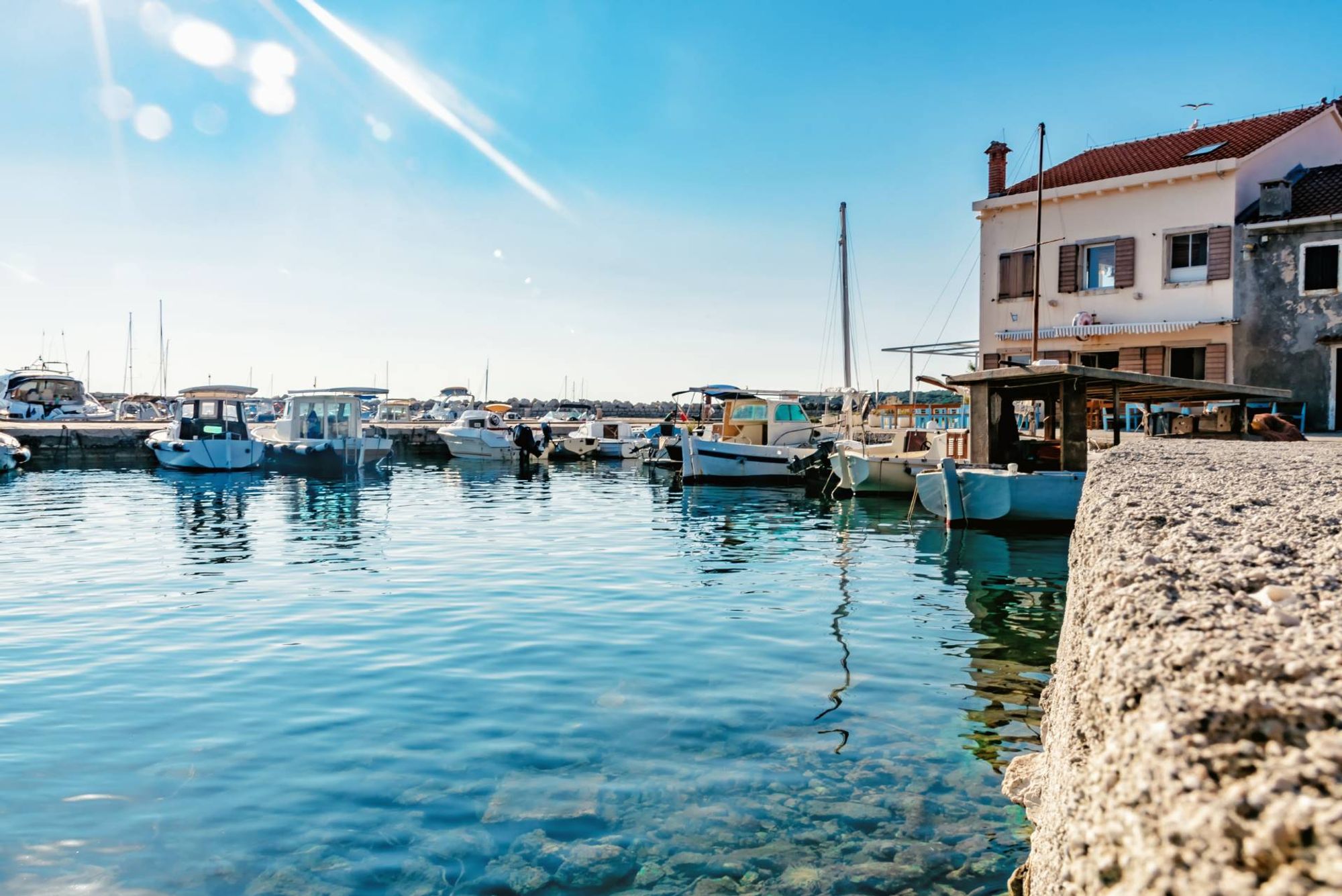 Silba Port Bahnhof innerhalb des Zentrums Silba, Silba Island, Croatia