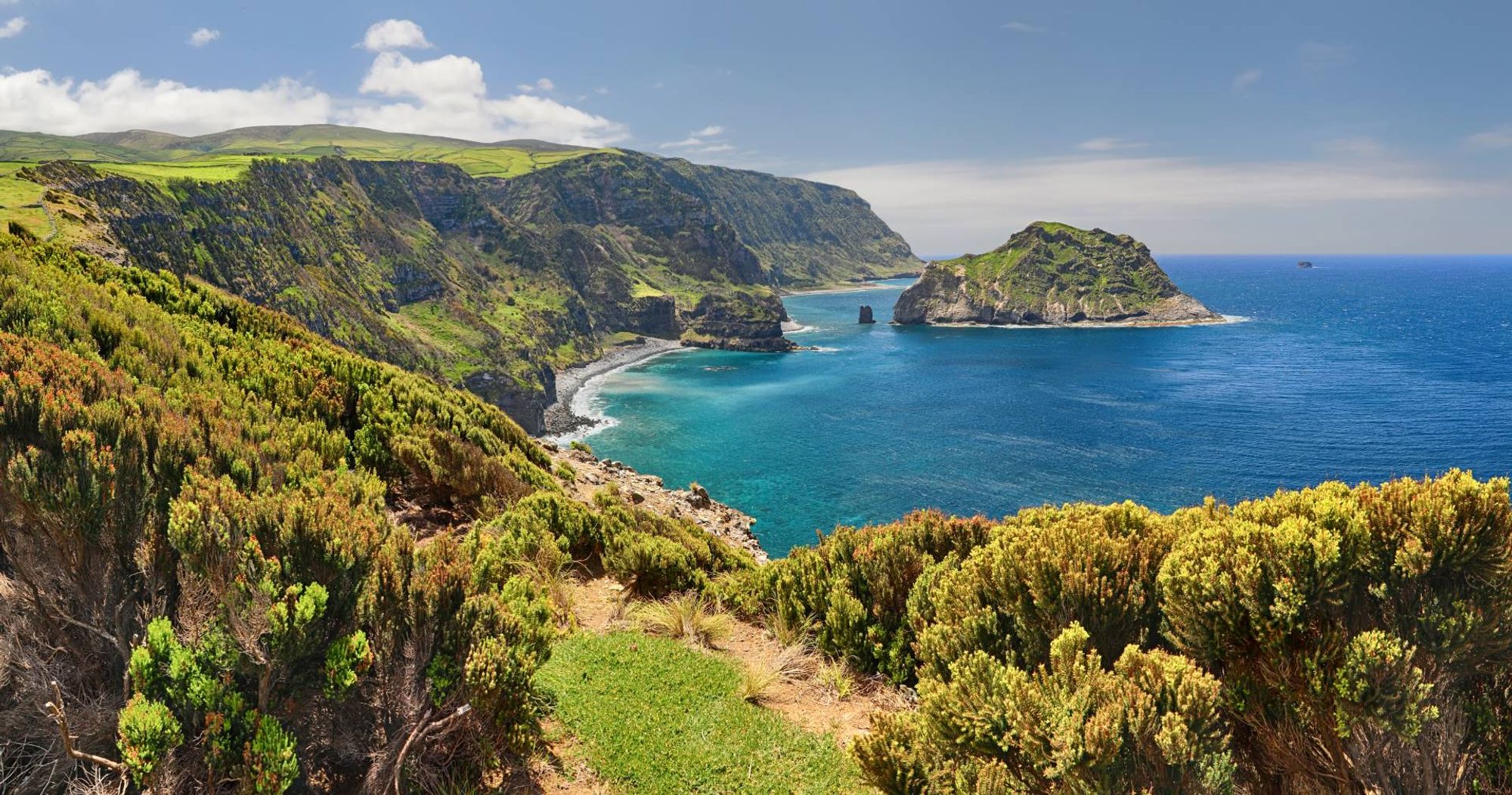A captivating backdrop of central Flores Island, Azores