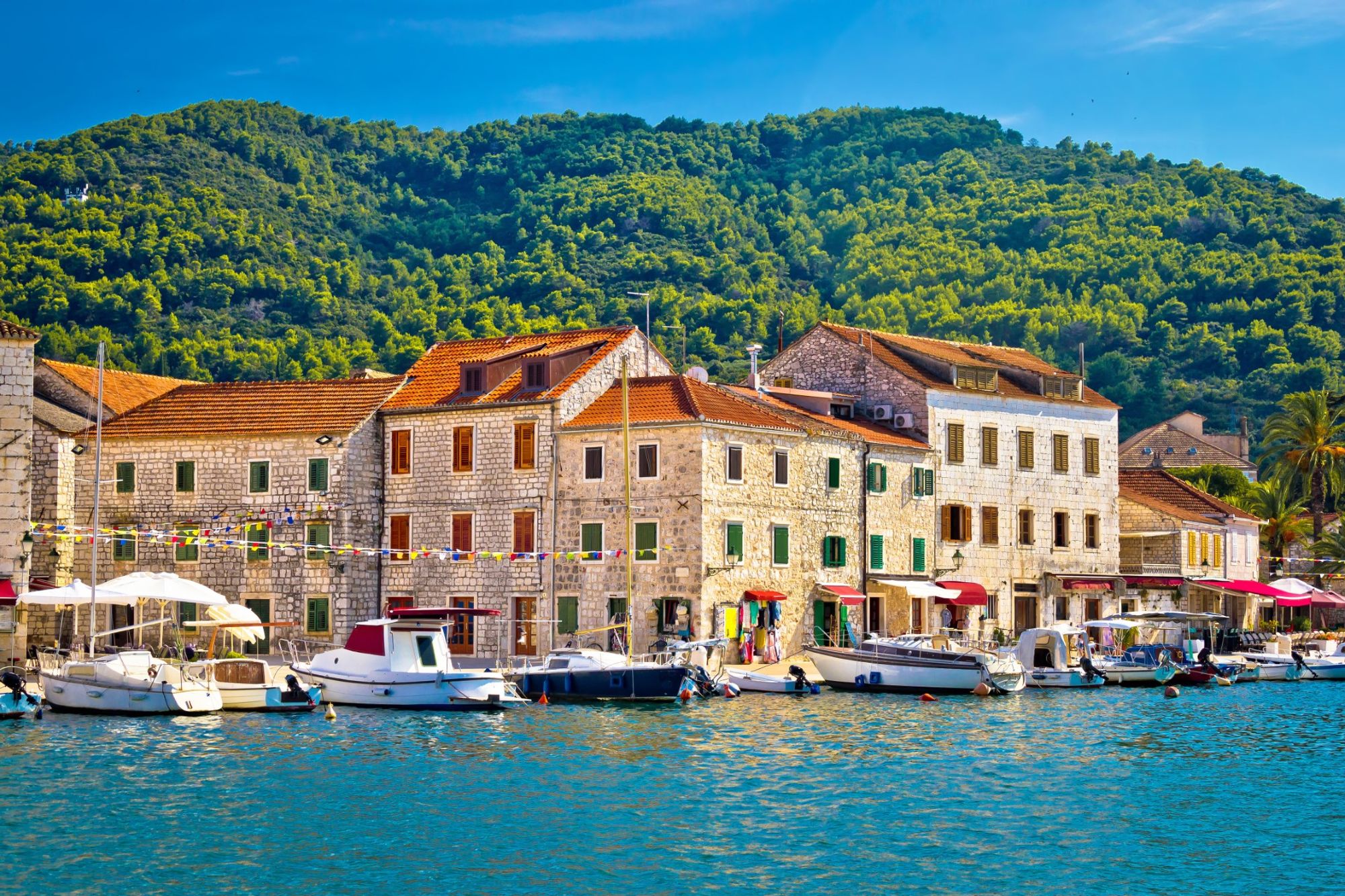 중앙의 매혹적인 배경 Stari Grad, Hvar Island