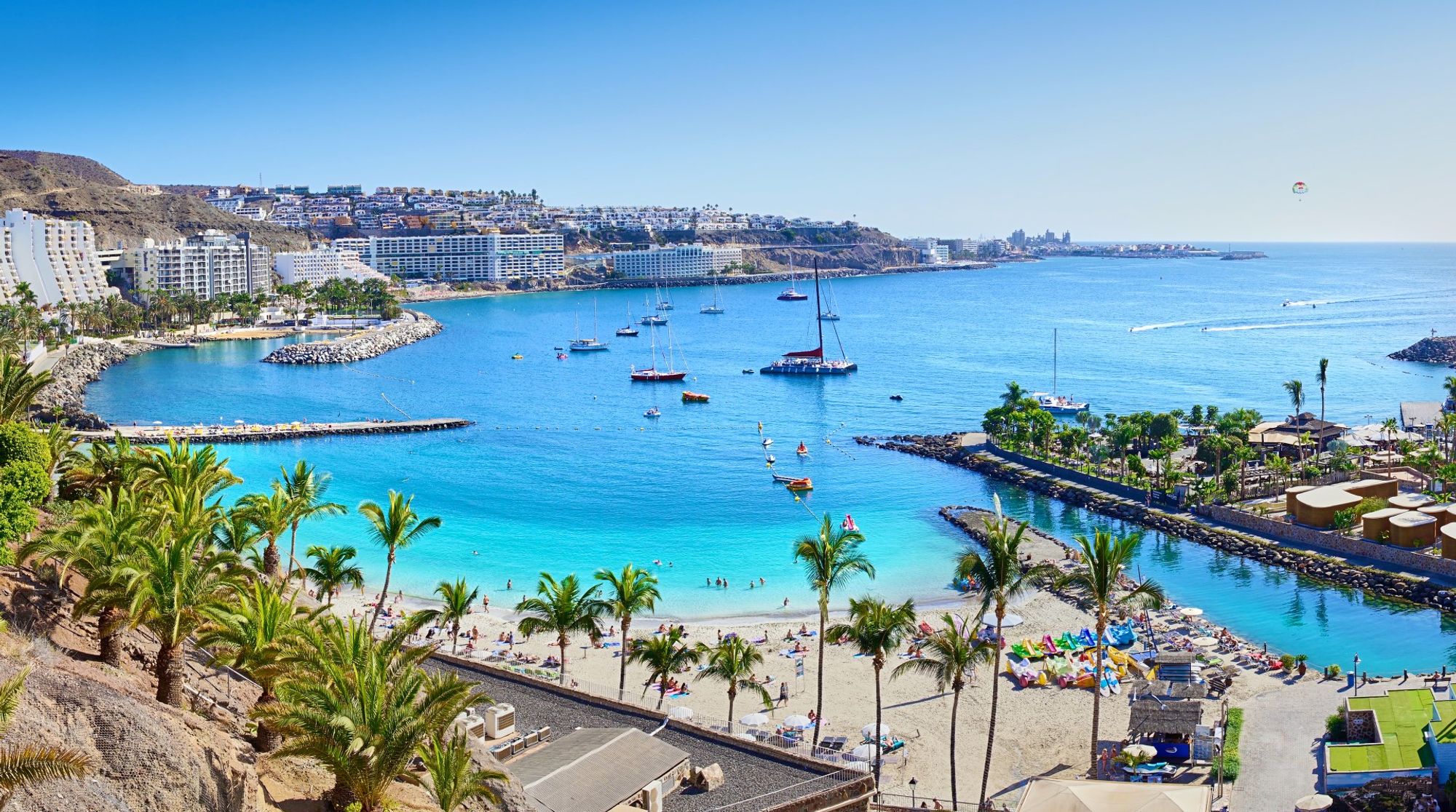 A captivating backdrop of central Playa Anfi Del Mar, Gran Canaria