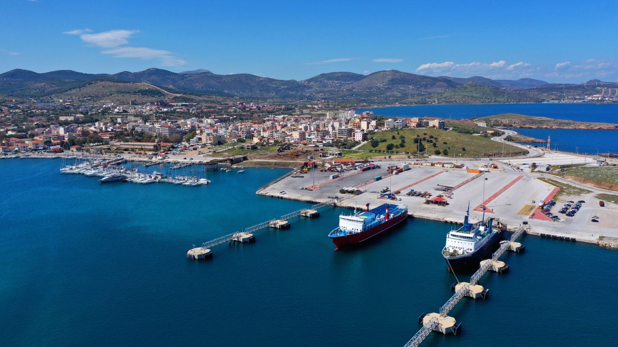 Lavrio Port station within Lavrio, Greece