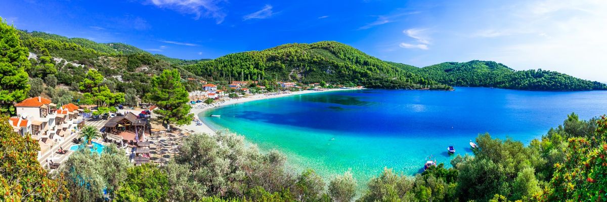 A captivating backdrop of central Skopelos