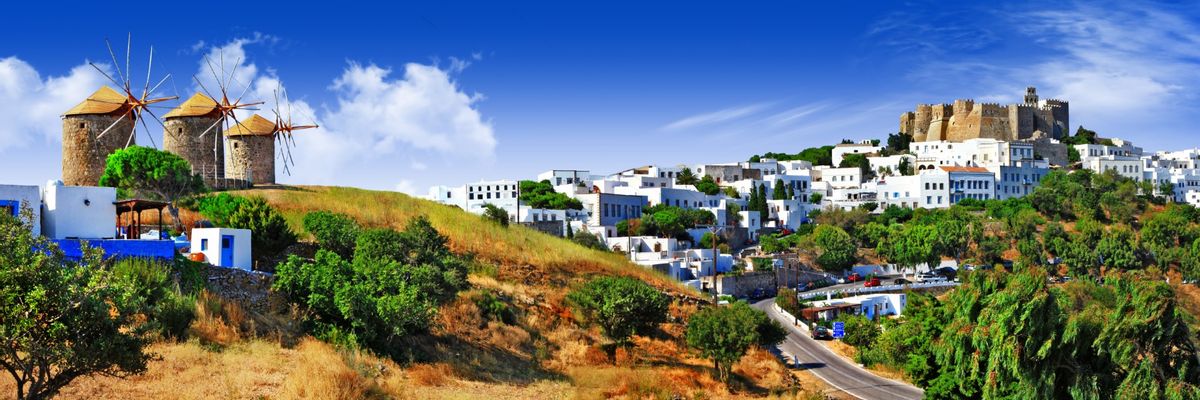 Eine schöne Aussicht vom Zentrum aus Patmos-mobile