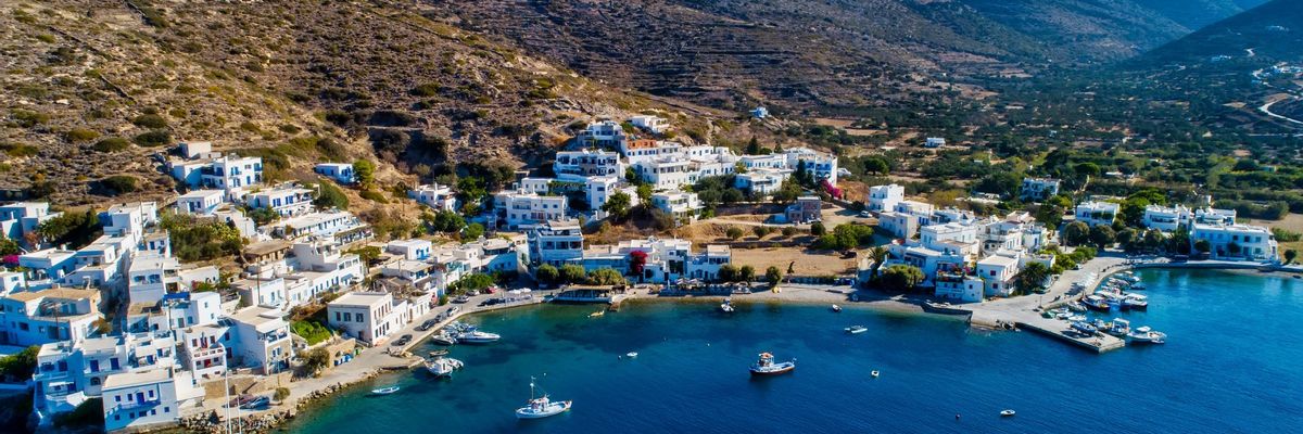 A captivating backdrop of central Katapola, Amorgos Island
