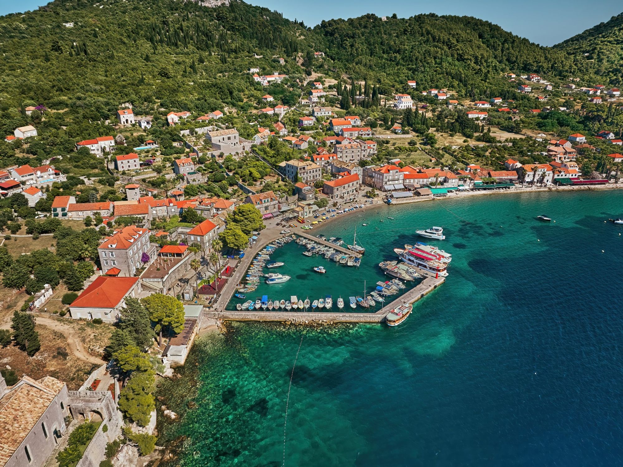 Lopud Port station within Lopud, Croatia