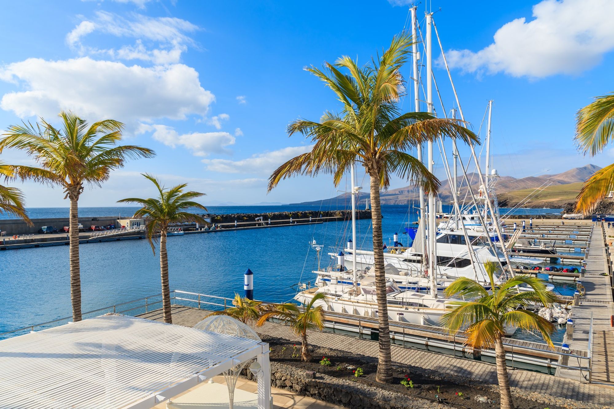 A captivating backdrop of central Puerto Calero, Lanzarote