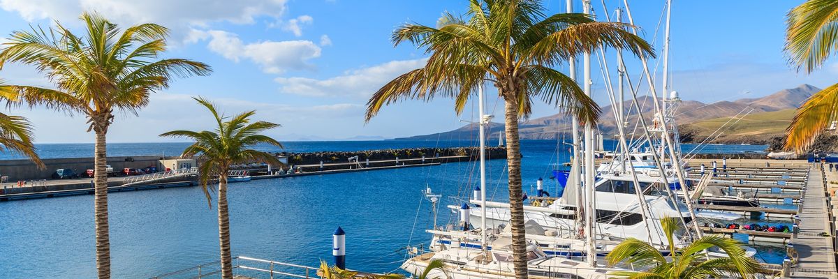 A captivating backdrop of central Puerto Calero, Lanzarote
