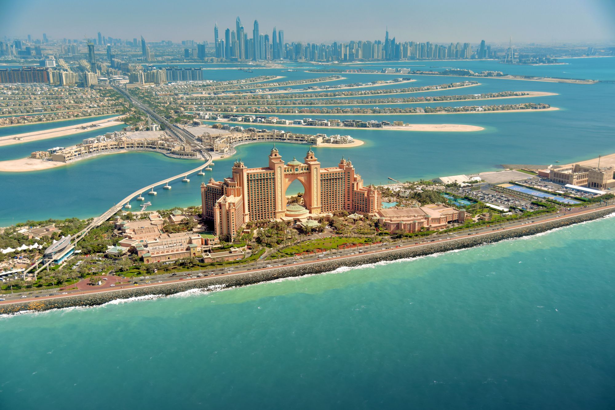 Een innemende achtergrond van centraal Palm Jumeirah