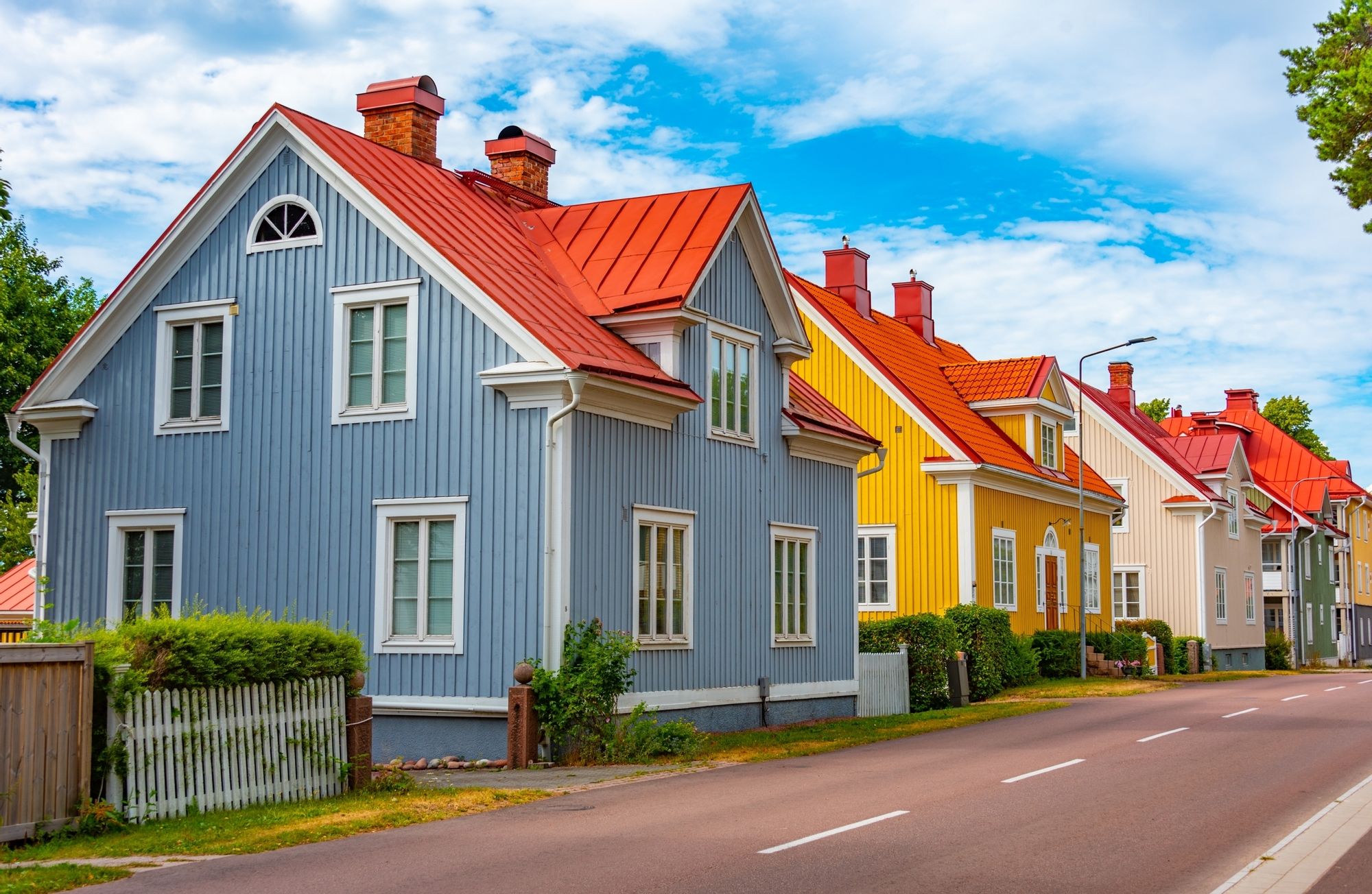 Een innemende achtergrond van centraal Mariehamn, Aland Islands