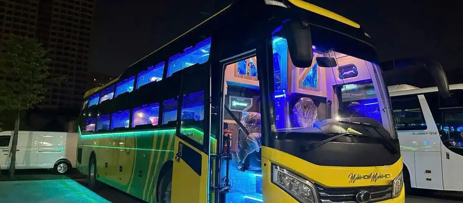 Bus Laos bringing passengers to their travel destination