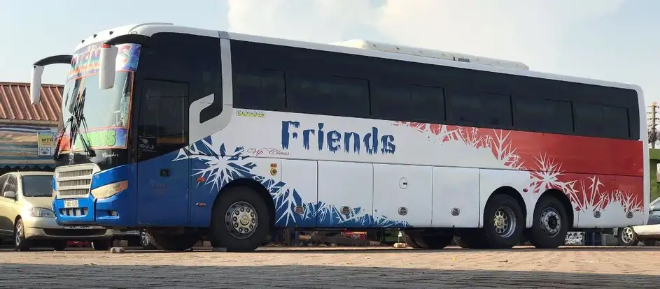 Friends Bus bringing passengers to their travel destination